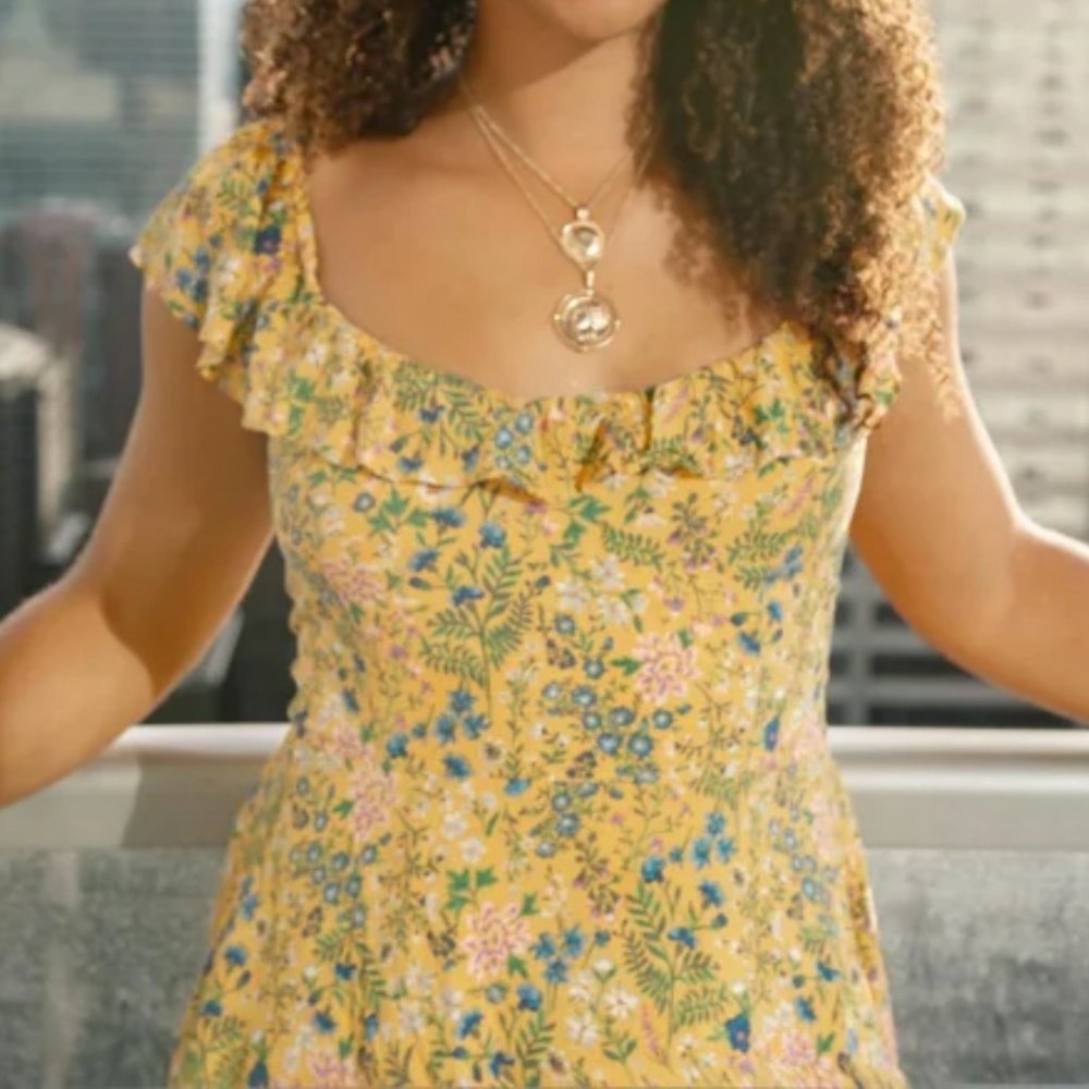 Cottagecore Yellow Floral Ruffle Top Sundress